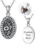 wholesale  Sterling Silver 12 Month Birth Flower Photo Locket Necklace Jewelry Gift -0-27
