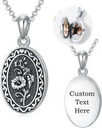 wholesale Sterling Silver 12 Month Birth Flower Photo Locket Necklace Jewelry Gift -2.text customized-09--September-Morning glories-p-1.no custom-09--September-Morning glories-09--September-Morning glories-text-3.photo&text customized