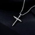 wholesale 925 Sterling Silver Nail Design Cross Pendant with Beaded Chain for Men's s (24)-0-2