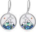 wholesale 925 Sterling Silver Abalone Shell Cross Mountain Dangle Earrings for Nature Lovers-0-0