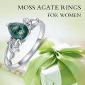 TOUPOP Sterling Silver Moss Agate Ring Set For Women-0-2