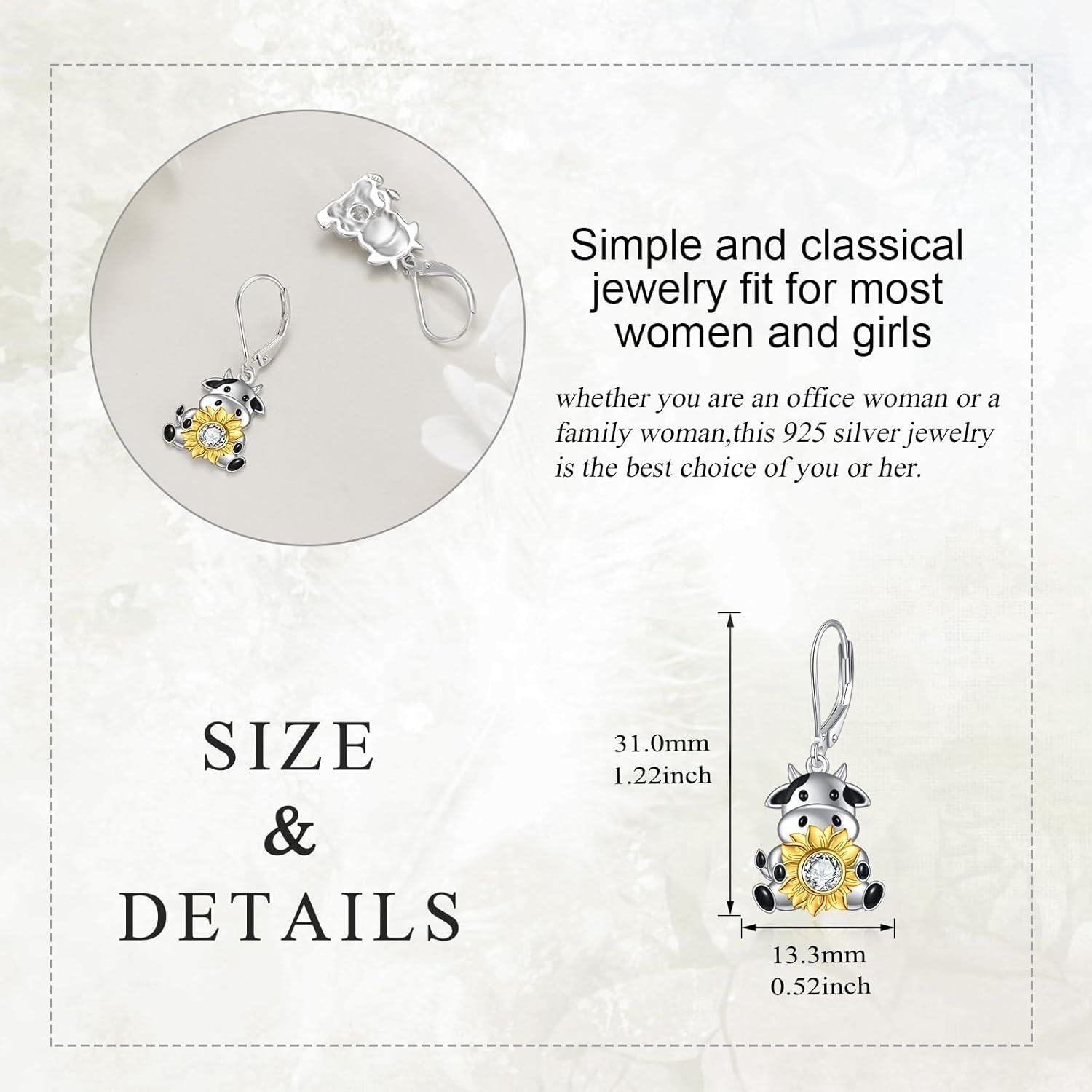 Sterling Silver Moon Star Wolf Drop Dangle Earrings Jewelry Gifts for Women-0-1