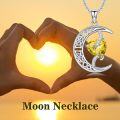wholesale TOUPOP Citrine November Birthstone Necklace 925 Sterling Silver Moon And Star Pendant Necklace Celtic Moon Citrine Jewelry Anniversary Birthday Christmas Gifts For Women Wife Mom Her -0-2