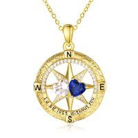 wholesale 925 Sterling Silver Compass Pendant with Birthstones for Women-04-09-Apr-Sept