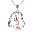wholesale 925 Sterling Silver Tennis Girl Heart Pendant Necklace Inspirational Quote Rose Gold Zircon-0-0