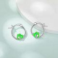 wholesale 925 Sterling Silver Green Frog Hoop Earrings for Girls and Women-0-4