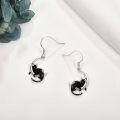 wholesale 925 Sterling Silver Cat Moon Drop Earrings Black Pink  for Women Girls-0-2