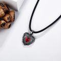 wholesale 925 Sterling Silver Red Crystal Heart Pendant Gothic Necklace for Women-0-4