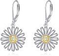 wholesale 925 Sterling Silver Yellow Crystal Daisy Drop Earrings for Women Gift Ideas-0-0