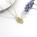 wholesale 18K Gold Plated Evil Eye Hamsa Necklace with Natural Gemstone-0-1
