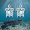 wholesale 925 Sterling Silver Blue Topaz Sea Turtle Stud Earrings-0-5