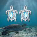 wholesale 925 Sterling Silver Blue Topaz Sea Turtle Stud Earrings-0-5