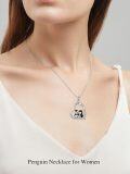 wholesale 925 Sterling Silver Penguin Heart Love You Forever Pendant Necklace for Women-0-2