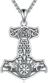 wholesale 925 Sterling Silver Thor's Hammer Necklace – Norse Mjolnir Pendant for Women & Men, Nickel-Free, Lead-Free, Hypoallergenic-Viking Thor's Hammer