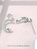 wholesale Silver 925 Sterling Silver Crescent Moon & Star Stud Earrings with Cubic Zirconia and Celtic Knot Design-0-4