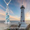 wholesale 925 Sterling Silver Turquoise Lighthouse Pendant Necklace s for Women Girlfriends Lover-0-4