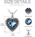wholesale 925 Sterling Silver Blue Crystal Heart Locket Necklace - 19x20mm Photo Pendant with 18-20 Rolo Chain, Hypoallergenic Lead-Free Gift for Her-0-4