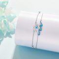 wholesale 925 Sterling Silver Blue Opal Dolphins & Waves Charm Bracelet for Women-0-3