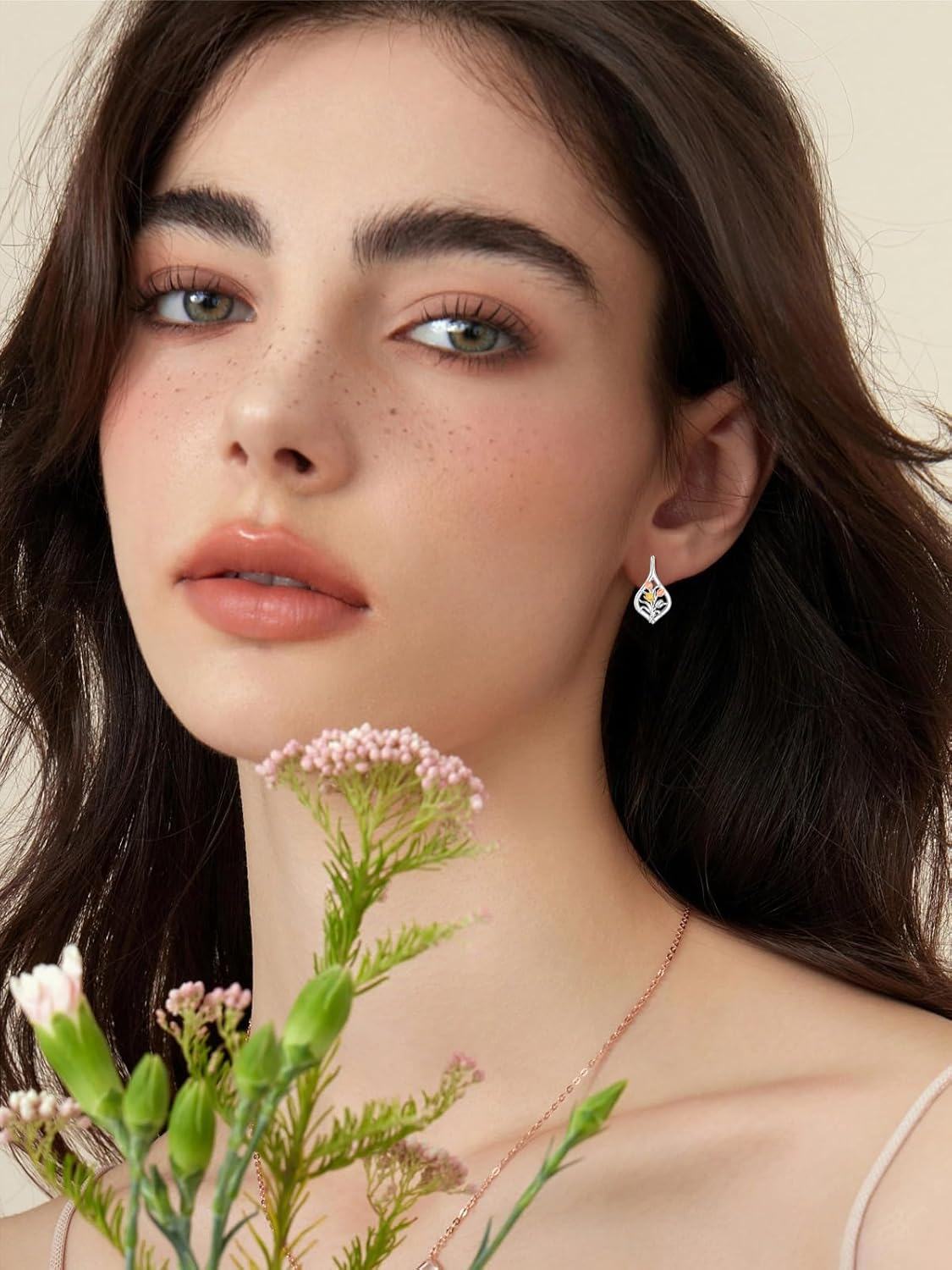 wholesale 925 Sterling Silver Tulip Flower Tree of Life Leverback Earrings s for Women Mom Birthday Mothers Day-0-4