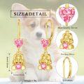 wholesale Gold 925 Sterling Silver Pink Heart Dog Pendant Drop Earrings  for Women Girls-0-1