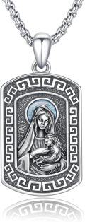 wholesale 925 Sterling Silver Virgin Mary Pendant with Chain - Religious Jewelry for Women and Men -0-0