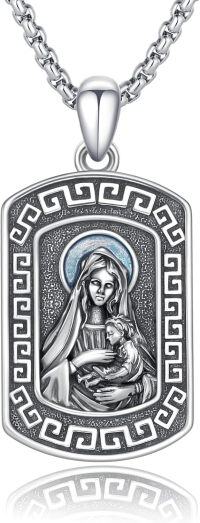 wholesale 925 Sterling Silver Virgin Mary Pendant with Chain - Religious Jewelry for Women and Men -Virgin Mary Necklace