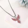 wholesale 925 Sterling Silver Red Turquoise Phoenix Bird Pendant Necklace s for Women and Girls-0-2