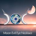 wholesale 925 Sterling Silver Blue Crystal Triple Moon Goddess Pendant Necklace-0-2