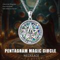 wholesale 925 Sterling Silver Abalone Shell Tetragrammaton Pentagram Pendant Necklace-0-3