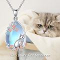 wholesale 925 Sterling Silver Cat Flower Pendant Necklace-0-5
