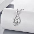 wholesale 925 Sterling Silver Mermaid Pendant Necklace with Cubic Zirconia and Infinity Design - I love you forever-0-1