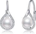 wholesale 925 Sterling Silver Pearl Leverback Earrings 6mm Freshwater Pearl Drop Jewelry for Women-0-0