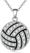 wholesale 925 Sterling Silver Round Crystal Sport Ball Pendant Necklace for Women - Baseball/Basketball/Volleyball s for Sports Lovers-0-0