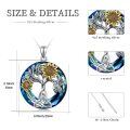 wholesale 925 Sterling Silver Sunflower Tree Of Life Blue Pendant Necklace-0-3