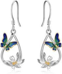 wholesale 925 Sterling Silver Butterfly Flower Drop Earrings Gift for Women Girls Teenagers-butterfly earrings