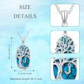 TOUPOP Sterling Silver Turquoise Family Tree Initial Pendant Necklace-0-4