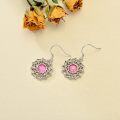 wholesale 925 Sterling Silver Pink Opal Flower Dangle Earrings with Celtic Knot Design-0-2