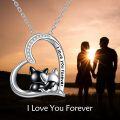 wholesale 925 Sterling Silver Love You Forever Cat Pendant Necklaces for Women Girls Gifts Jewelry Accessories-0-2