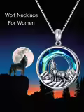 TOUPOP Sterling Silver Stone Wolf Necklace Gift for Women Men Birthday Christmas-0-1