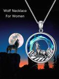 TOUPOP Sterling Silver Stone Wolf Necklace Gift for Women Men Birthday Christmas-0-1
