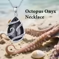 TOUPOP Sterling Silver Onyx Hummingbird Dragonfly Butterfly Snake Octopus Pendant Necklace-0-1