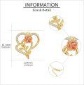 wholesale 14K Gold Rose Flower in Heart Shape Pendant Necklaces for Women Girl's Valentines Day Gifts-0-2