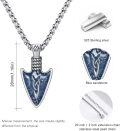 wholesale 925 Sterling Silver Blue Druzy Stone Viking Arrowhead Pendant Necklace for Men-0-5