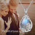 wholesale 925 Sterling Silver Moss Agate Teardrop Pendant Necklace for Women-0-8
