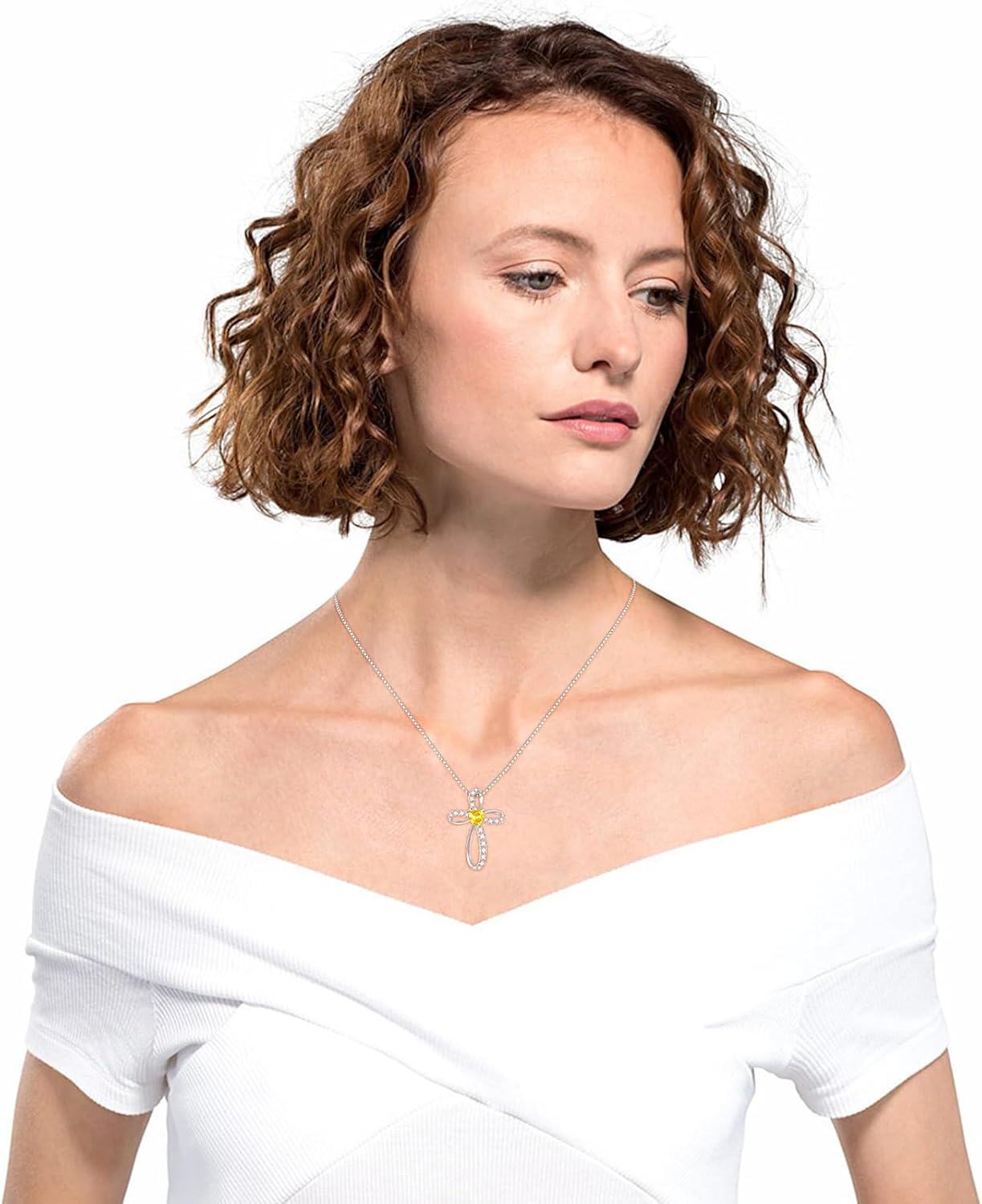  Sterling Silver Birthstone Cross Necklace for Women Birthday Mother s Day Gift ( )-0-5