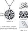 wholesale 925 Sterling Silver Compass Pendant Necklace  with Black Stone and Chain - Graduation Gift for Him & Her-0-1