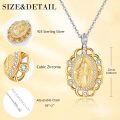 wholesale 925 Sterling Silver Plated Gold Metal Virgin Mary Pendant Necklace with Stones and Chain - Catholic Religious Jewelry for Women Gifts-0-2