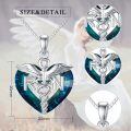 wholesale 925 Sterling Silver Rn Nurse Caduceus Heart Blue Crystal Zircon Pendant Necklace-0-4