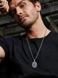 wholesale 925 Sterling Silver Oxidized Saint Christopher Protect Us Oval Medal Pendant Necklace-0-5