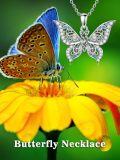 wholesale 925 Sterling Silver Abalone Shell Butterfly Pendant Necklace for Women Girls Gifts Jewelry-0-3